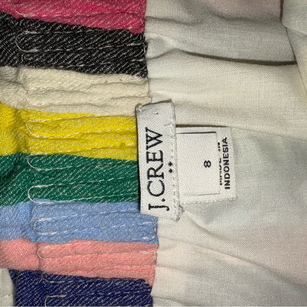 J. Crew Preppy Stripe  Linen / Cotton  Rainbow Striped skirt Size 8 - Picture 5 of 12